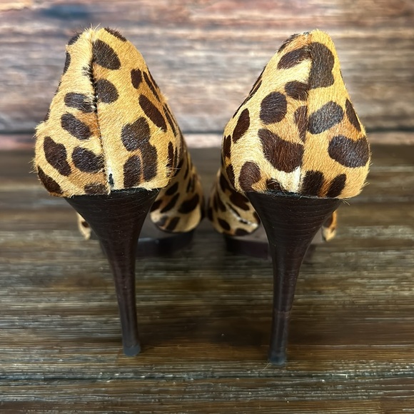 TORY BURCH Camille leopard calf hair platform pumps heels size 6.5! - Picture 4 of 8